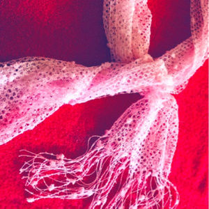 ACCESSORY SCARF PINK w/LITTLE POM-POMS & SPARKLE